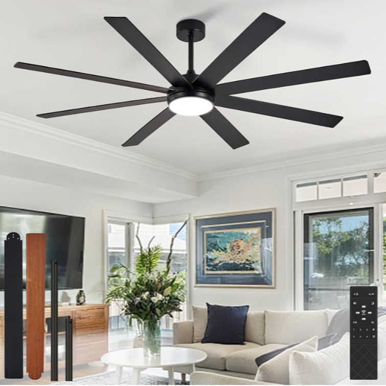 DEPULEY Ceiling Fans w/ Lights, Black, 66"