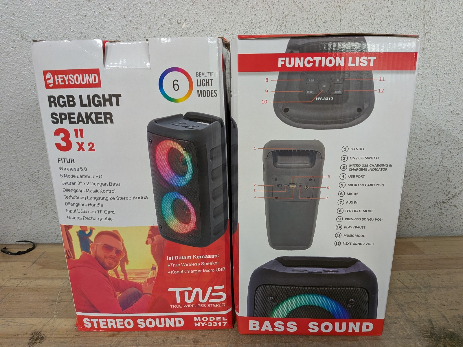HEYSOUND RGB Light Speaker with Karaoke Mic (2-pack)