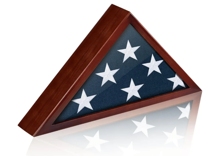 Red Wood Burial Flag Case 13"